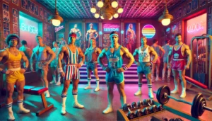 body builder in palestra, fitness anni 80